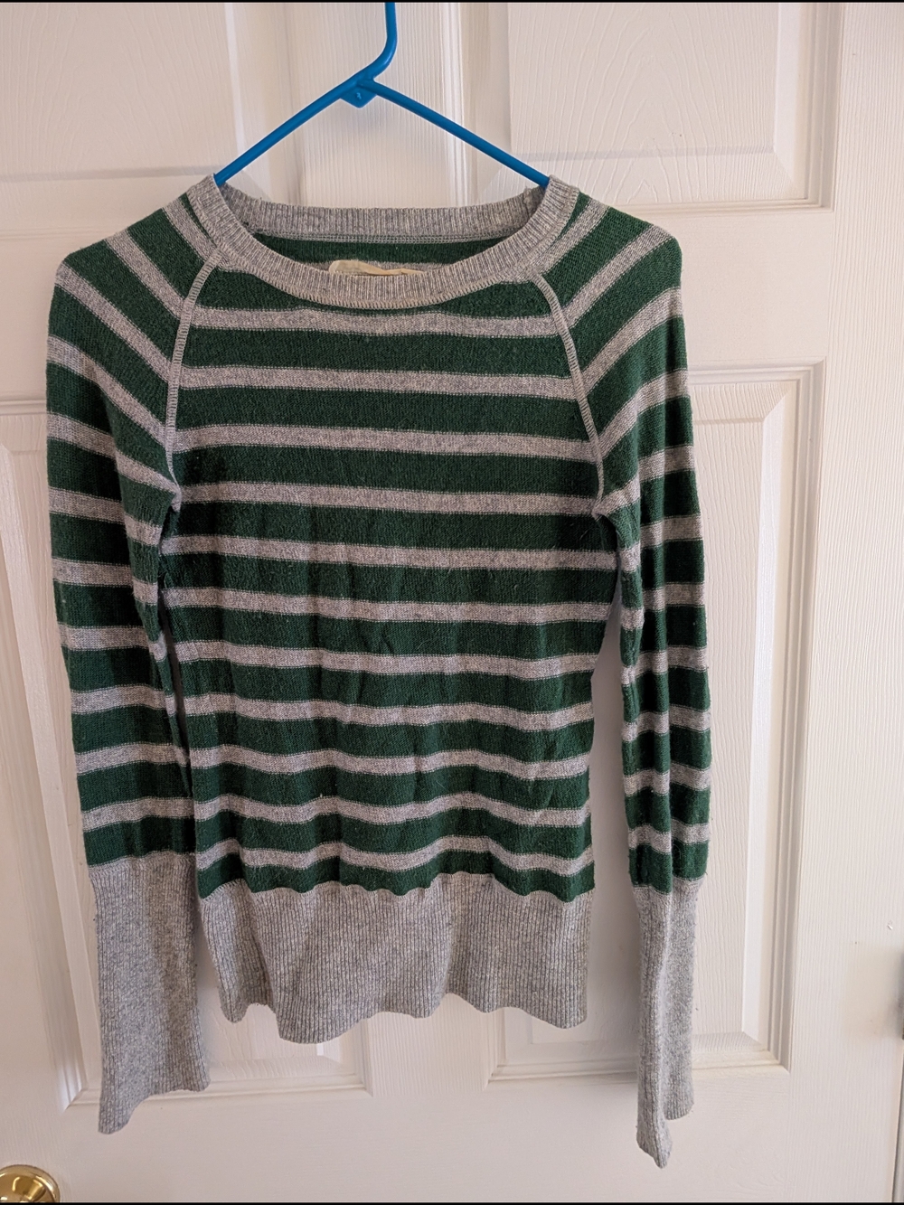 Mossimo Supply Co. Green and Gray Striped Crewneck Sweater